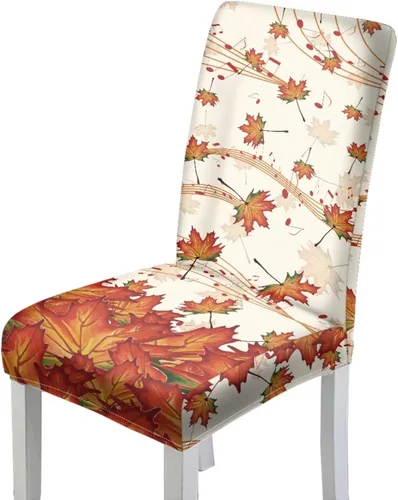 Vista 22 de Rnyleeg Juego de 1 fundas para sillas de comedor de otoño, diseño de hojas, para sala de estar, sin brazos, funda elástica para silla de cóctel