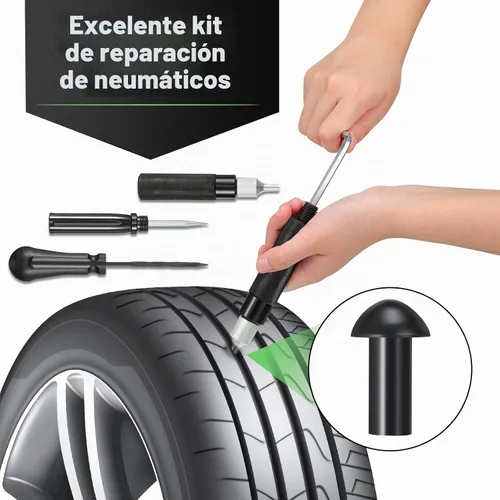 Vista 4 de Landhoow Kit de reparación de neumáticos de 19 piezas, juego de tapones de hongos, kit de herramientas de reparación de pinchazos de neumáticos sin