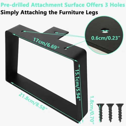 Vista 2 de WOPPLXY 2 patas de mesa de metal de 6 pulgadas, patas negras para muebles, patas de mesa trapezoidales, patas de banco de metal para armarios de TV