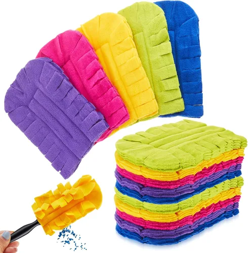 Vista 25 de Zubebe 3 piezas de repuesto de plumero de forro polar reutilizables, plumeros planos de plumas, almohadillas de limpieza lavables para múltiples