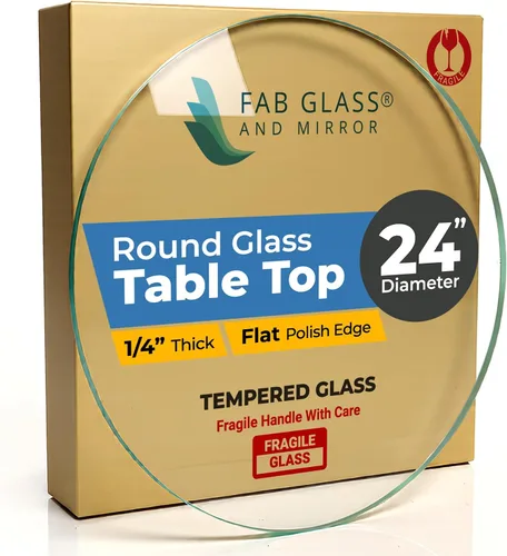 Vista 36 de Fab Glass - Mesa redonda de cristal de 48 in, grosor de 3/4 in, cristal pulido plano templado, Vidrio, Transparente