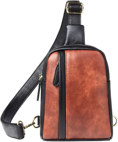 Vista 2 de Riñonera cruzada para mujer, de cuero, casual, a la moda, para viajes, deporte, para mujer