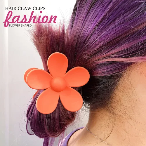 Vista 3 de Pinzas para el pelo de flores, 8 unidades, lindas pinzas para el cabello, pinzas para el cabello mate, pinzas de garra grande, sujeción fuerte