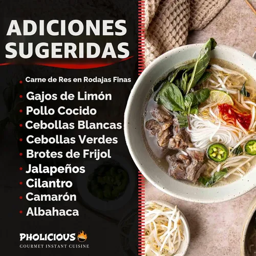 Vista 6 de PhoLicious Instant Beef Pho, auténtico kit de sopa de fideos de arroz vietnamita con mezcla de especias y caldo, alternativa de fideos ramen, comida
