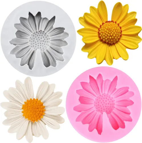 Vista 21 de Moldes de silicona de girasol, molde de fondant de flores para decoración de pasteles, decoración de cupcakes, pasta de caramelo de chocolate, juego