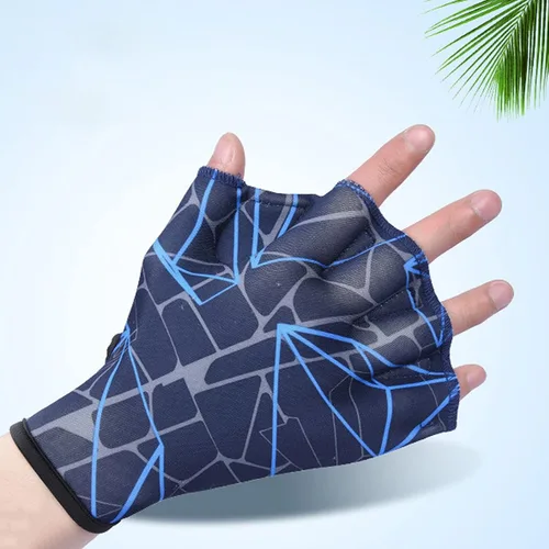 Vista 3 de Guantes de natación de nailon, guantes de natación acuática, guantes de malla para entrenamiento acuático, manos palmeadas a mano, aletas, guantes