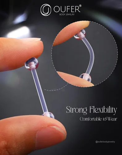 Vista 5 de OUFER 3 piezas de joyería de hélice de plástico, retenedor de piercing de labios transparente para cirugía, lindos anillos de labios