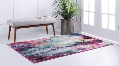 Vista 2 de Unique Loom Chromatic Collection - Alfombra abstracta moderna, colorida y vibrante para decoración de cualquier hogar