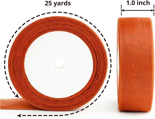 Vista 2 de Cinta de organza transparente, 1 pulgada x 125 yardas, 5 rollos de otoño para envoltura de regalos, ramos, bodas, decoración de fiestas, otoño