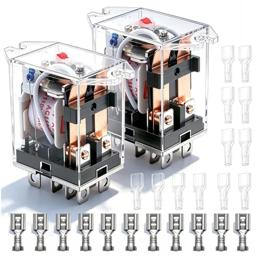 Vista 9 de mxuteuk 2 piezas HH54P DC 12V Bobina de 14 pines 3A 4PDT Relé de alimentación electromagnético con indicador LED, con base, con riel DIN de aluminio