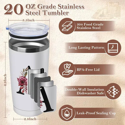Vista 3 de Taza de café aislada de 20 onzas con tapa de acero inoxidable a prueba de derrames y fugas, pesada, grande, reutilizable, térmica, para viajes
