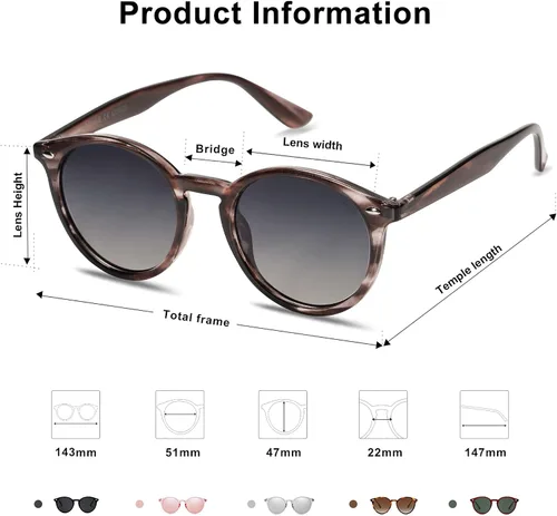 Vista 4 de SOJOS Retro Round Polarized Sunglasses for Women Men Classic Vintage Sunnies SJ2069