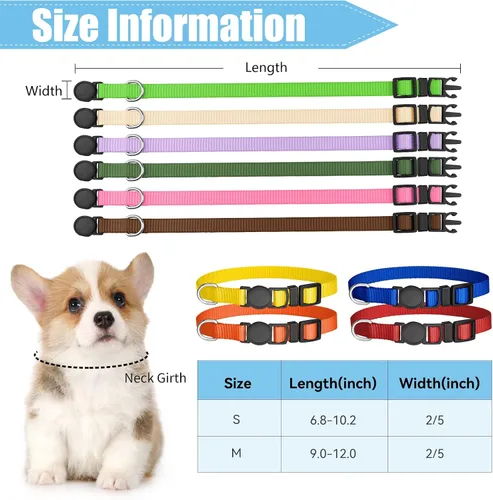 Vista 5 de 16 collares para cachorros, collares de hebilla de seguridad para la arena, collares ajustables de nailon para cachorros pequeños, collares de parto