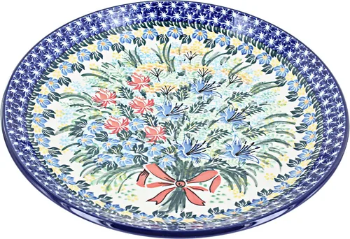 Vista 8 de Cerámica pulida de rosa azul – Plato de cena Athena marrón – 10.5 pulgadas de diámetro – Ideal para comidas diarias, comidas informales o como