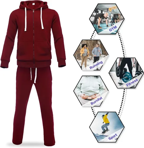 Vista 3 de Xmgelp Conjunto deportivo con capucha para hombre de 2 piezas, casual, con cierre completo