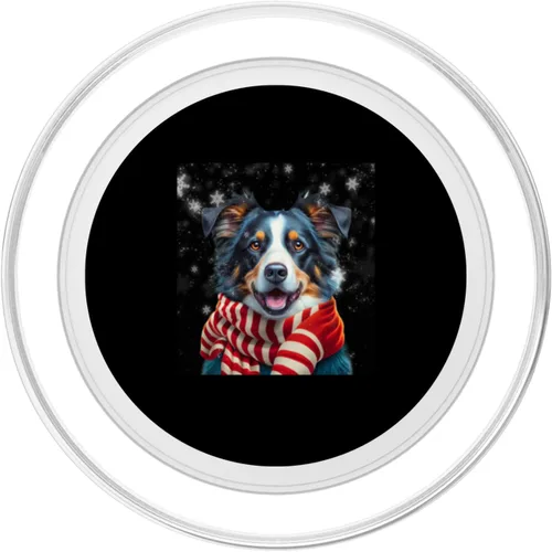 Vista 2 de Border Collie Dog Winter Christmas Sweater Xmas Pet Dog PopSockets MagSafe PopGrip for iPhone