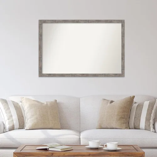 Vista 515 de Amanti Art Silver Bathroom Mirror for Over Sink, 26x35 Custom Made Marred Pewter Rectangle Vanity Mirror, Large Casual Wood Frame, Hangs Horizonally