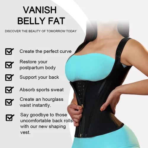 Vista 7 de Silueta Perfecta Faja moldeadora para mujer con control de abdomen, chaleco para entrenamiento de cintura, moldeador de cuerpo de reloj de arena