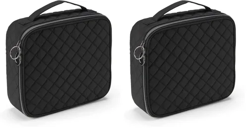 Vista 11 de Scünci by Conair - Estuche de maquillaje para maquillaje, bolsa de maquillaje, organizador de viaje para mujeres, color negro