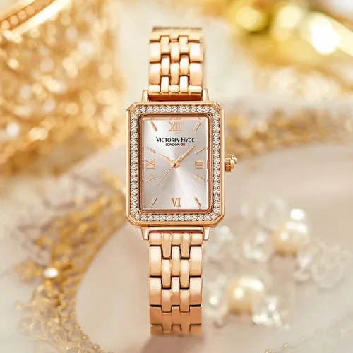 Vista 4 de VICTORIA HYDE Magnífico reloj de mujer verde madre de perla esfera elegante reloj rectangular cara relojes con correa de cuero negro