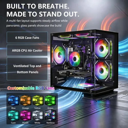 Vista 6 de PC para juegos preconstruida, RTX 3060 Ti 8GB, AMD Ryzen 7 5700X, 16 GB