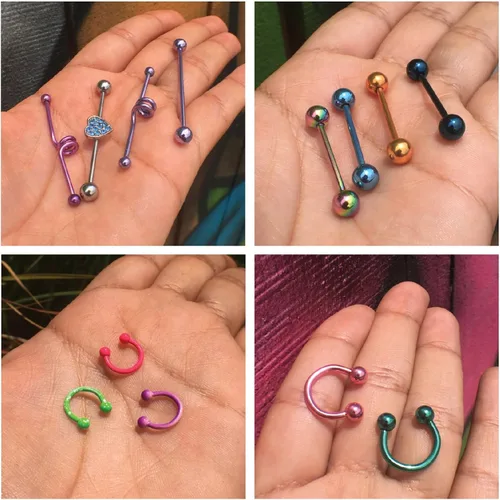 Vista 5 de BodyJ4You 120PC Body Piercing Jewelry - Ear Tragus Cartilage Daith Nose Septum Lip Belly Button - 14G 16G 18G 20G RANDOM Mix - Horseshoes Rings