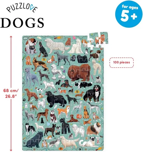 Vista 4 de Puzzlove Dogs (100 piezas) Rompecabezas de 5+ piso