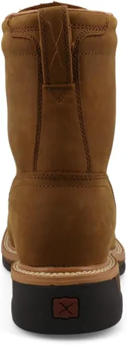 Vista 5 de Twisted X - Botas de cuero de grano completo con cordones para hombre de 8 pulgadas con punta de acero para hombre Sillín envejecido.