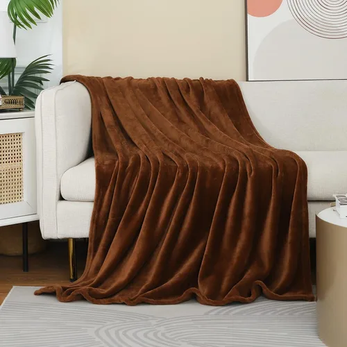 Vista 28 de JIAHANNHA Manta de forro polar de franela (50 x 60 pulgadas), manta beige para sofá o cama, 280 GSM, manta de felpa súper suave, acogedora y ligera
