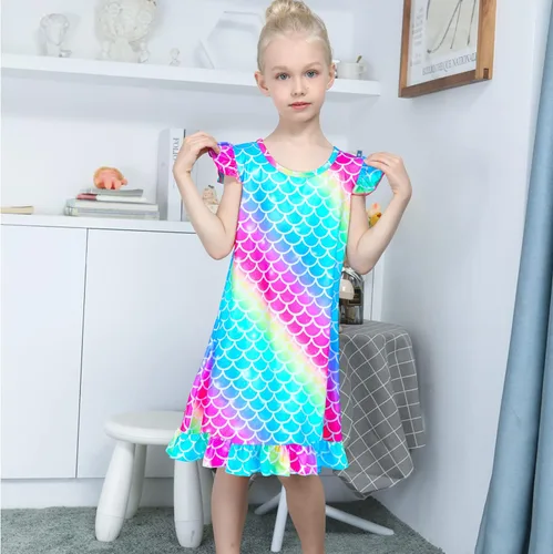 Vista 4 de Fiodrimy Girls Nightgowns Unicorn Sleepwear Night Sleep Dress Pajamas Little Kids Toddler Soft Nightgown