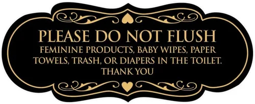 Vista 76 de Signs ByLITA Designer Please Do Not Flush Etiqutte Letrero (negro) - Pequeño 1 paquete