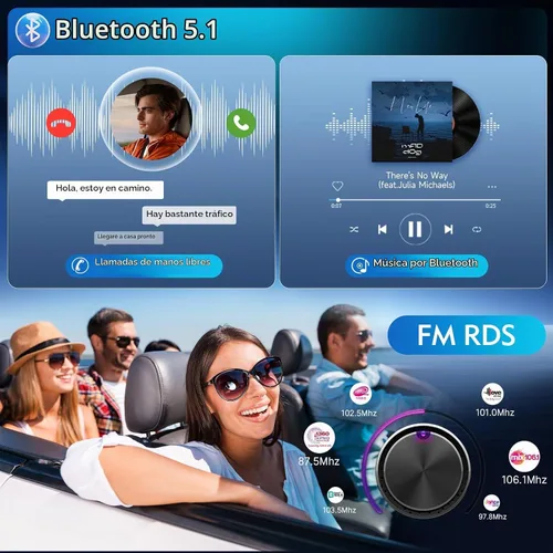 Vista 3 de Estéreo de Auto Doble DIN con Apple CarPlay Inalámbrico, Android Auto Inalámbrico, Pantalla Táctil HD de 7 Pulgadas, Radio de Coche con Bluetooth