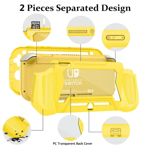 Vista 2 de Protective Case for Nintendo Switch Lite, Full Protection Switch Lite Cover, TPU Shock-Absorption and Anti-Scratch for Nintendo Switch with Bult-in