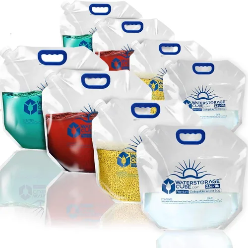 Vista 11 de WaterStorageCube Bolsa Contenedor de Agua Plegable Premium, sin BPA, recipiente de almacenamiento de plástico transparente de grado alimenticio