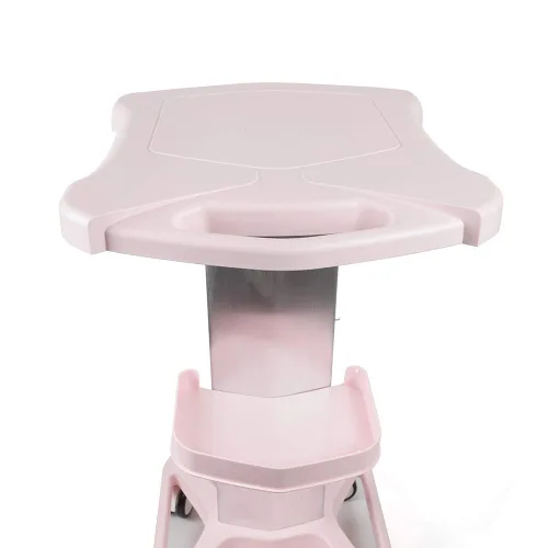 Vista 7 de Soporte de carrito con ruedas para salón de belleza, gran carga de 33 libras, aluminio, color rosa