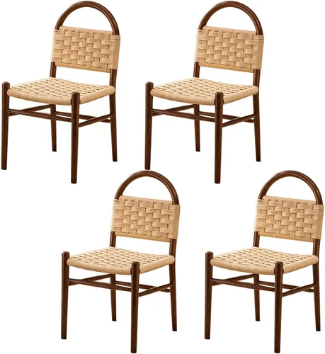 Vista 13 de Rattan Dining Room Chairs Wooden, Woven Kitchen Chairs, Dining Room Chair with Wood Legs, Vanity Chair,Armless Side Chair for Home Bar Restaurant