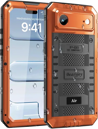 Vista 26 de Beasyjoy Funda impermeable para iPhone 13, funda de metal con protector de pantalla integrado, resistente protección de cuerpo completo, grado