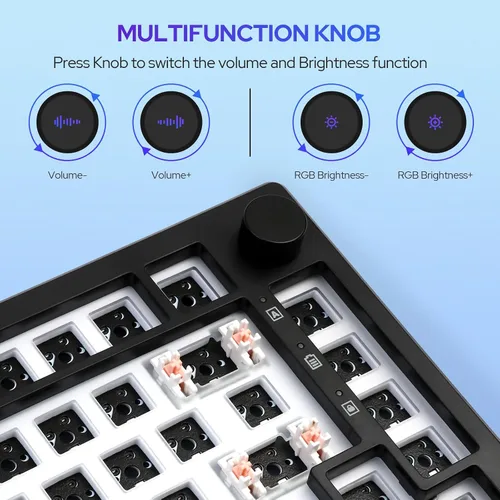 Vista 4 de EPOMAKER Aura75 - Kit de teclado mecánico al 75%, intercambiable en caliente, 2.4 GHzBluetooth 5.0USB-C, kit de bricolaje inalámbrico