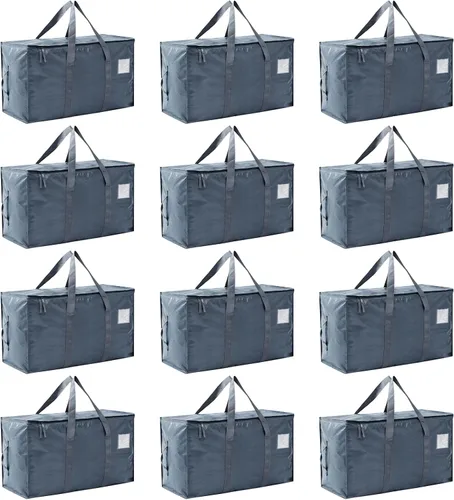 Vista 28 de Bolsas de mudanza resistentes extra grandes, cajas de mudanza, suministros de mudanza esenciales, contenedores de almacenamiento azules con tapas