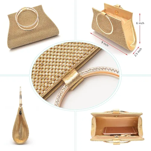 Vista 5 de MOSSMON Bolso de mano de cristal para novia y dama de honor elegante bolso de noche para mujer