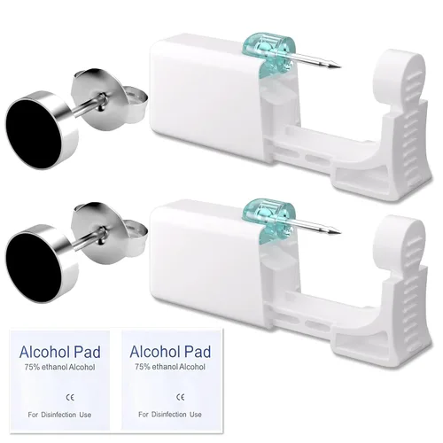 Vista 16 de Kit de perforación de orejas YINPAD - Pistola de perforación desechable cargada previamente con clavos de diferentes estilos de 5MM, kit