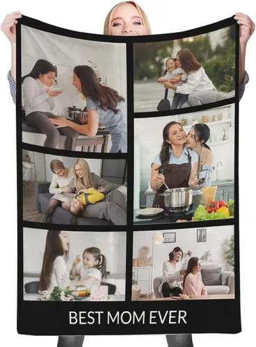Vista 19 de Regalos de cumpleaños personalizados, manta personalizada con mis propias fotos para mujeres, hombres, mamá, papá