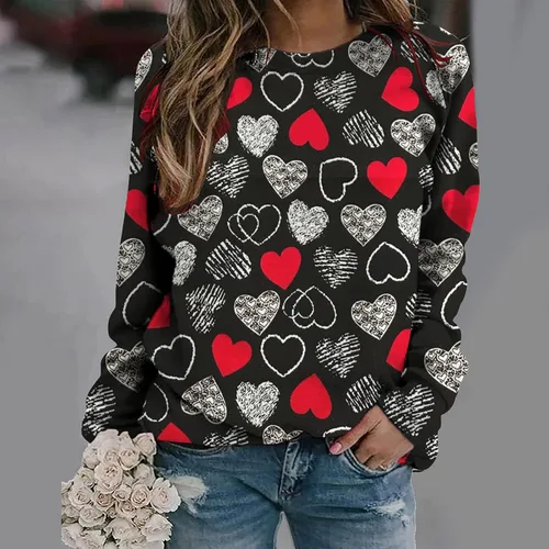 Vista 76 de Sudadera de manga larga con estampado de leopardo y corazón para mujer, para el día de San Valentín, sin botones, para niñas, regalos