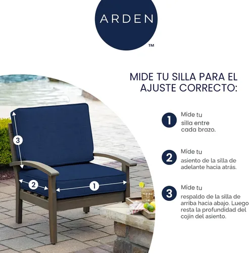 Vista 3 de Arden - Juego de cojines de asiento profundo para exteriores, 22x24, Alana Tile