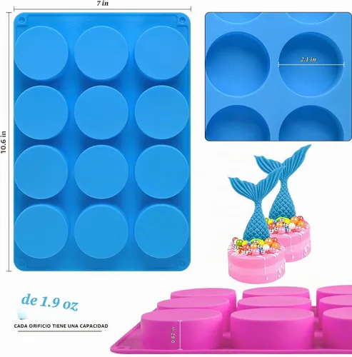 Vista 3 de 3 piezas de moldes redondos de silicona para galletas de chocolate, moldes cilíndricos de 12 cavidades para Oreos cubiertas de chocolate, pastel
