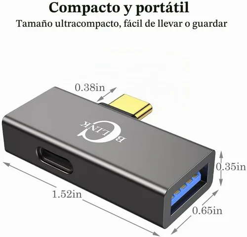 Vista 6 de BCLINK - Adaptador USB C a USB 3.1 2 en 1 con puerto de carga de 100 W, convertidor Thunderbolt 4/3 OTG para Meta Quest 2, iPhone 15, MacBook, iMac