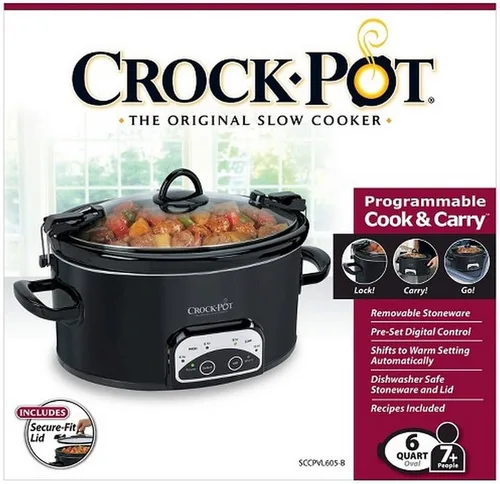 Vista 3 de Crock-Pot Olla de cocción lenta programable de 6 cuartos de galón, color negro