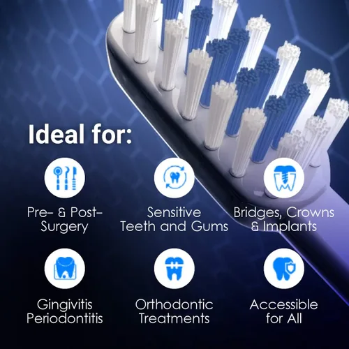 Vista 8 de Emmi-dent Platino 4 pines Braces Bristle-Head Attachments – Cabezales de repuesto para cepillos de dientes eléctricos. Limpia con ondas