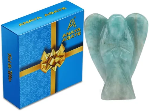 Vista 7 de Anaya Agate Estatua de ángel de amazonita, hermoso ángel de la guarda de 2 pulgadas, ángel de cristal natural, dijes de ángel tallados a mano