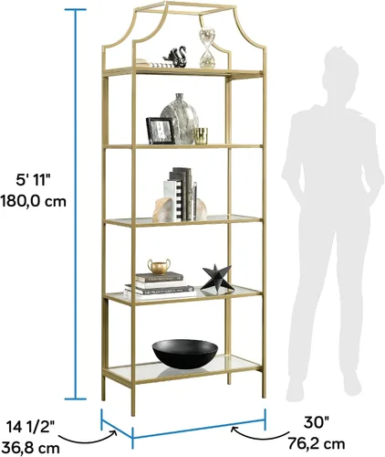 Vista 2 de Sauder International Lux - Estantería para libros, acabado dorado satinado
